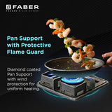 Faber 4 Burner Gas Cooktop with Brass Burners, Manual Ignition & Diamond-Coated Finish – HOB COOKTOP PRINCE PLUS 4BB BK