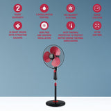 USHA Maxx Air Ultra Pedestal Fan | 400MM Sweep Size | 1350 RPM | Aerodynamic Blade Design for High Air Delivery | Anti - Rust Protection | 100% Copper Motor | Maroon