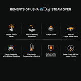 Usha iChef Steam Oven | Air Fryer | Steamer | 39 Pre-set Menus | 11 in-1 Functions | 3 Level cooking | Turbo Air Circulation | 1000 W Heating element and 800 W 3D Steam & 18L (Blue)