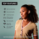 Sony LinkBuds Clip Open-Ear Truly Wireless Earbuds Greige (WF-LC900/CZ), AI Calls, 37H Battery, Touch Controls, Water Resistant