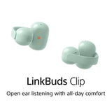 Sony LinkBuds Clip Wireless Headphones WF-LC900 GREEN, Open-Ear Design, AI Voice Pickup, 37H Battery, IPX4