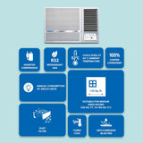 Blue Star 1.5 Ton 5 Star, Inverter Window AC (Copper, 2 Way Swing, Multi Sensors, Blue Fins, Self Diagnosis, WIA518LXU, White)