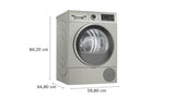 Bosch 10 kg Front Load Fully-Automatic Condenser Tumble Dryer, 100% Drying, 5 Drying Options, Reduces 99.9% Allergens, Ready-to-Wear No Crease, Silver Inox, WQG2520XIN