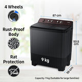 Samsung 9 Kg 5 Star Semi-Automatic Top Load Washing Machine Appliance (WT90B3560RB/TL,DARK GRAY)