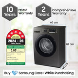 Samsung 7 Kg 5 Star Fully Automatic Front Load Washing Machine with Hygiene Steam, Diamond Drum, Digital Inverter Motor, Quick Wash & LED Display (WW70FG4S02ABTL, Black)