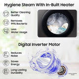 Samsung 7 Kg 5 Star Fully Automatic Front Load Washing Machine with Hygiene Steam, Diamond Drum, Digital Inverter Motor, Quick Wash & LED Display (WW70FG4S02ABTL, Black)