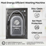 Samsung 7 Kg 5 Star Fully Automatic Front Load Washing Machine with Hygiene Steam, Diamond Drum, Digital Inverter Motor, Quick Wash & LED Display (WW70FG4S02ABTL, Black)
