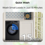 Samsung 7 Kg 5 Star Fully Automatic Front Load Washing Machine with Hygiene Steam, Diamond Drum, Digital Inverter Motor, Quick Wash & LED Display (WW70FG4S02ABTL, Black)