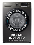 Samsung 7 Kg 5 Star Fully Automatic Front Load Washing Machine with Hygiene Steam, Diamond Drum, Digital Inverter Motor, Quick Wash & LED Display (WW70FG4S02ABTL, Black)
