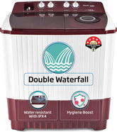 Voltas Beko by A Tata Product 12 kg A Tata Product Anti-allergen Hygiene Boost Washing Machine with Fast Dry and Water Proof IPX4 Panel Semi Automatic Top Load Maroon, White (WTT120ABRT/HB)