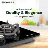 Faber 75 cm 4 Burner Built-in Gas Hob with Brass Burners, Auto Ignition, Flame Failure Device & 8 mm Matt Finish Glass – HOB EXPERIA HT 754 ALU AI FFD