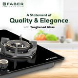 Faber 90 cm 4 Burner Built-in Gas Hob with Brass Burners, Auto Ignition & Flame Failure Device – HOB EXPERIA HT 904 ALU AI FFD
