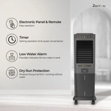 Havells Zurii 40 Litres Tower Air Cooler with Dust Filter Net (Low Water Alarm, Black & Grey)