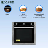Faber 80 L Built-in Electric Oven with 4 Cooking Functions, Mechanical Timer & Fan-Assisted Heating - FBIO 80L 4F