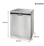 Faber 12 Place Settings Freestanding Dishwasher with 6 Wash Programs, Half Load, Power Memory, LED Display, Natural Drying & 1–24 Hours Delay, Inox – FFSD 6PR 12S Neo Inox