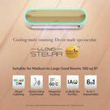 Lloyd Stellar 1.5 Ton 5 Star Wi-Fi Inverter Split AC (6 in 1 Expandable, Mood Lighting, In-Built Air Purifier, Direct Voice Command, Copper, White/Golden, GLS18V5FWGST)