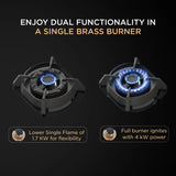 Faber Utopia Pro 90cm 3 Burner Built-In Gas Hob | 8mm Toughened Black Glass | Auto Electric Ignition | Cast Iron Pan Support - HOB Utopia Pro HT 903 BR CI