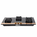 Faber Utopia Pro 90cm 3 Burner Built-In Gas Hob | 8mm Toughened Black Glass | Auto Electric Ignition | Cast Iron Pan Support - HOB Utopia Pro HT 903 BR CI