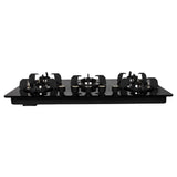 Faber 90 cm 5 Burner Built-in Gas Hob with Brass Burners, Auto Ignition & 8 mm Toughened Black Glass – Hob Maxus HT905 CRS BR CI AI