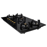 Faber 90 cm 5 Burner Built-in Gas Hob with Brass Burners, Auto Ignition & 8 mm Toughened Black Glass – Hob Maxus HT905 CRS BR CI AI