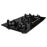Faber 90 cm 5 Burner Built-in Gas Hob with Brass Burners, Auto Ignition & 8 mm Toughened Black Glass – Hob Maxus HT905 CRS BR CI AI