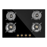 Faber 78 cm 4 Burner Built-in Gas Hob with Brass Burners, Auto Ignition & 8 mm Toughened Black Glass – Hob Maxus HT784 CRS BR CI AI