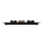 Faber Utopia Pro 90cm 3 Burner Built-In Gas Hob | 8mm Toughened Black Glass | Auto Electric Ignition | Cast Iron Pan Support - HOB Utopia Pro HT 903 BR CI