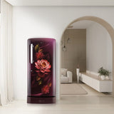 LG 210 L Direct Cool Single Door 5 Star Refrigerator with Base Drawer with Smart Inverter Compressor, Moist ‘N’ Fresh, Fast Ice Making (Red WaterLily, GL-D231ARWU)
