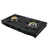 Faber 2 Burner Gas Cooktop with Brass Burners, Manual Ignition & MS Powder-Coated Finish – HOB COOKTOP JUMBO 2BB BK