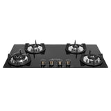 Faber 90 cm 4 Burner Built-in Gas Hob with Brass Burners, Auto Ignition & Toughened Black Glass – HOB SUPERIA HT904 BR AI N