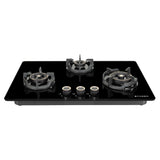 Faber 75 cm 3 Burner Built-in Gas Hob with Brass Burners, Auto Ignition & Flame Failure Device – HOB EXPERIA HT 753 ALU AI FFD