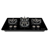 Faber 75 cm 4 Burner Built-in Gas Hob with Brass Burners, Auto Ignition, Flame Failure Device & 8 mm Matt Finish Glass – HOB EXPERIA HT 754 ALU AI FFD