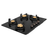 Faber 70 cm 4 Burner Built-in Gas Hob with Brass Burners, Auto Ignition, Multi-Flame Burners & 8 mm Toughened Black Glass – Hob PRIME HT704 CRS BR CI AI