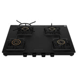 Faber Blossom 4 Burner Manual Ignition Gas Cooktop with 1 Jumbo, 2 Medium & 1 Small Burner, MS Diamond-Coated Pan Support, Matt Finish – COOKTOP BLOSSOM 4BB BK CI