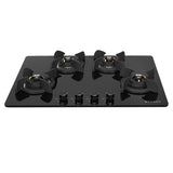 Faber 72 cm 4 Burner Built-in Gas Hob with Brass Burners, Auto Ignition & 8 mm Toughened Black Glass – HOB ULTIMA HT724 CRS BR CI AI