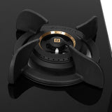 Faber 72 cm 4 Burner Built-in Gas Hob with Brass Burners, Auto Ignition & 8 mm Toughened Black Glass – HOB ULTIMA HT724 CRS BR CI AI