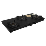 Faber Nebula 3 Burner Gas Cooktop with Black Matt Toughened Glass, Brass Burners, Jumbo Burner & Manual Ignition – NEBULA 3BB BK