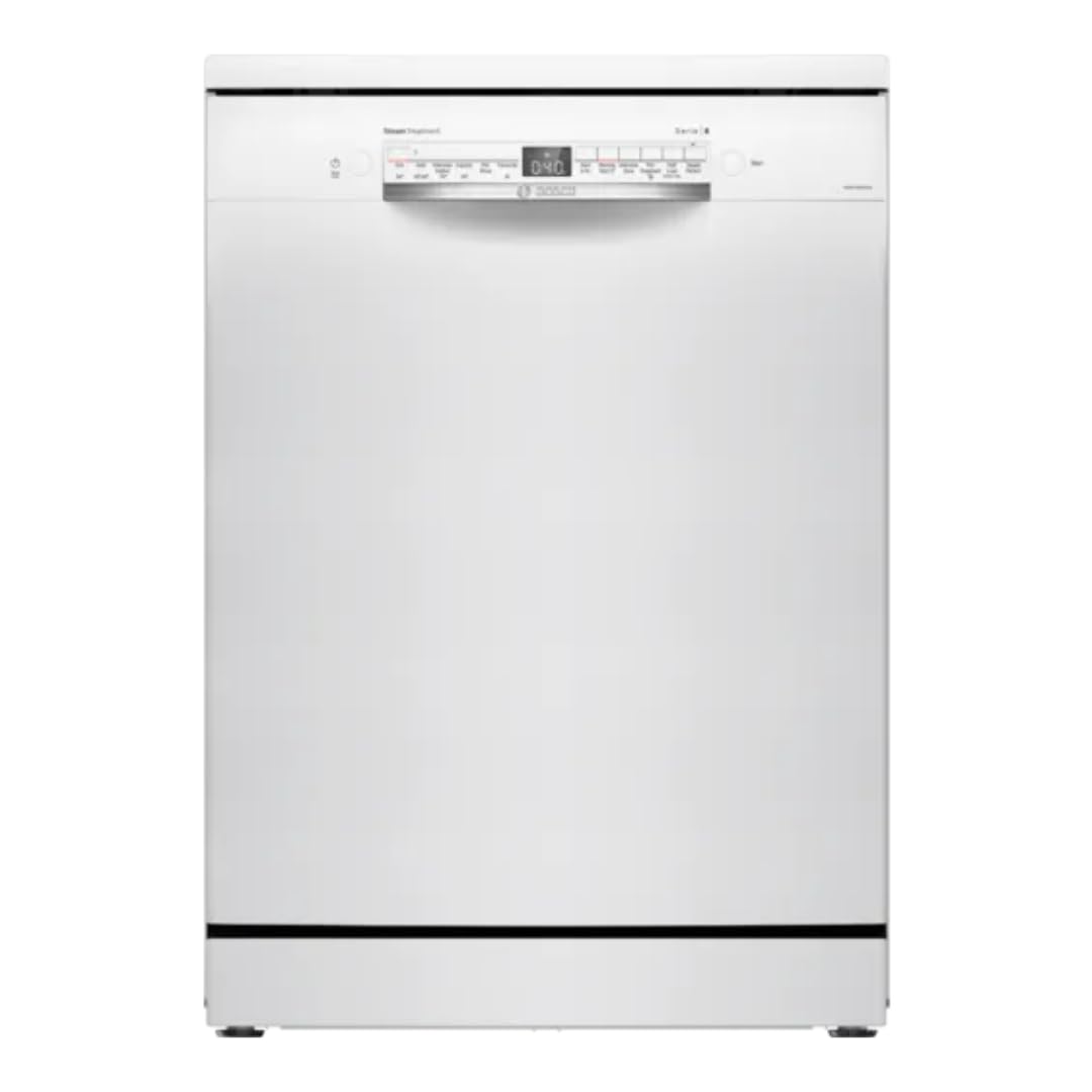 Bosch 14 Place Settings Dishwasher (SMS6IKW01I, Free-Standing, 60 cm, White, Home Connect, EcoSilence Drive, Intensive Kadhai Wash, Inverter Motor)