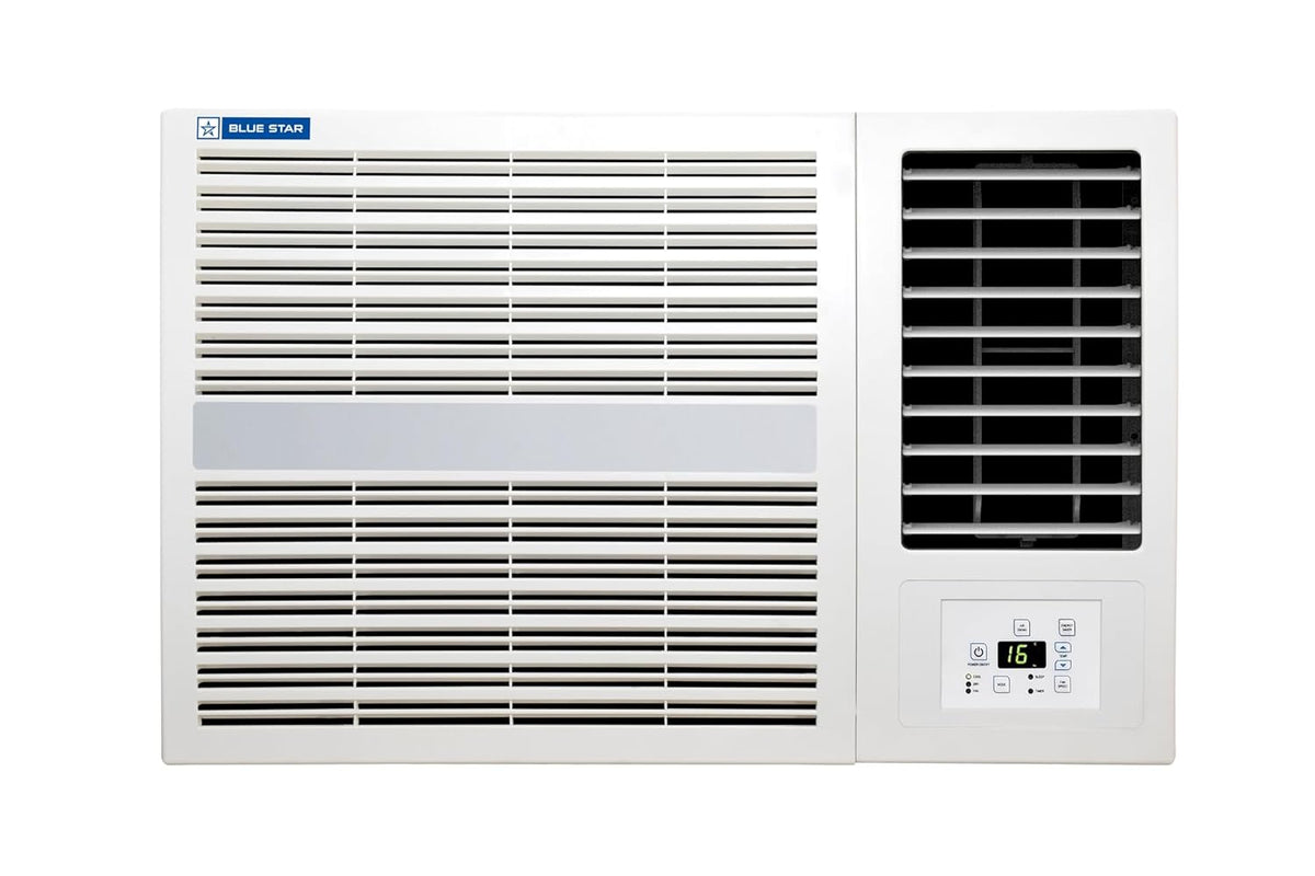 Blue Star 2 Ton 3 Star Fixed Speed Window AC (Copper, Turbo Cool, Fan Modes-Auto/High/Medium/Low, Hydrophilic Blue Fins, Dust Filters, Self-Diagnosis, WFD324E, White)