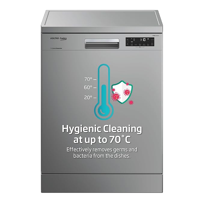 Voltas Beko 14 Place Setting Dishwasher, AquaFlex, AquaIntense (DF14S2,Silver), Free 1 Year Extended warranty