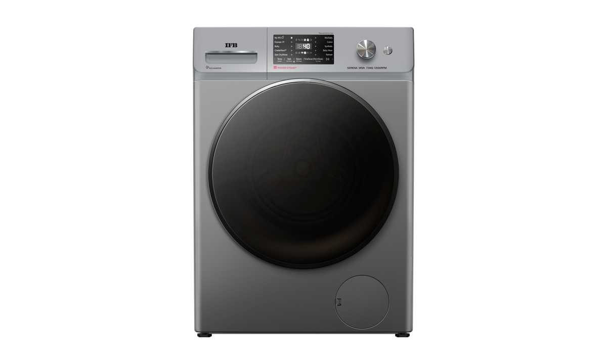 IFB 7 kg Fully Automatic Front Loading Washing Machine With Powered By AI,9 Swirl, 2X Power Steam,Refresh, ( SERENA MSN 7012K CMS, Metallic Silver, In-built Heater), 4 years Comprehensive Warranty