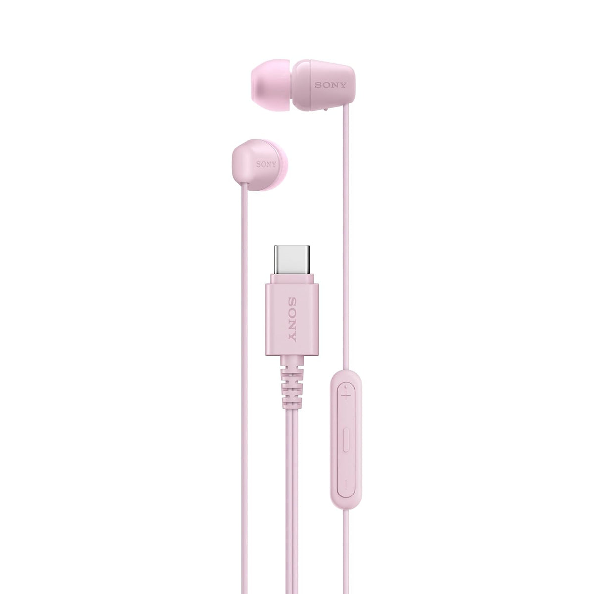 Sony IER-EX15C Wired in Ear Type C Headphones, in-Line Remote for Volume &amp; Mute Function with Mic, Tangle Free Serration Wire, Compatible with USB-C Devices, High Sound Quality (Pink)