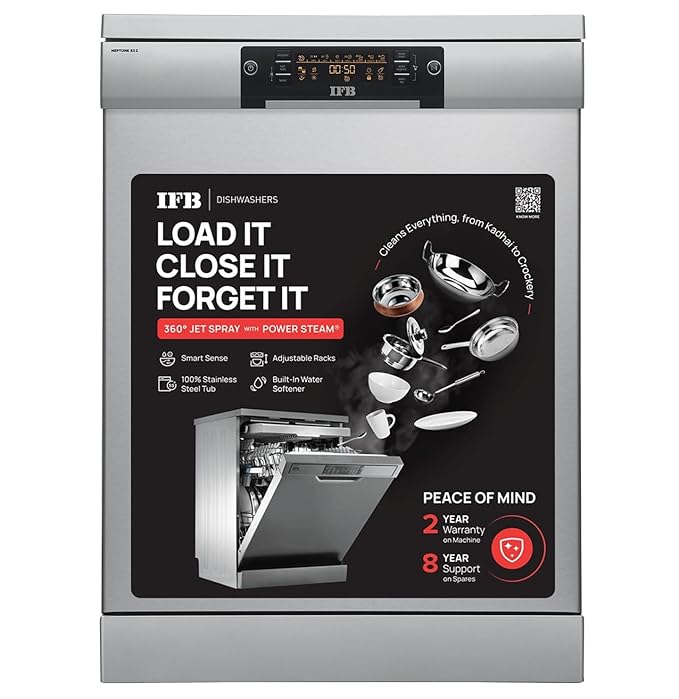 IFB 16 Place Settings Ã¢â‚¬Å½Hot water wash Free Standing Dishwasher (Neptune SX2, Pearl Grey, In Built Heater with Turbo Drying, Perfect for Indian Utensils) (Open Box / Without Box)