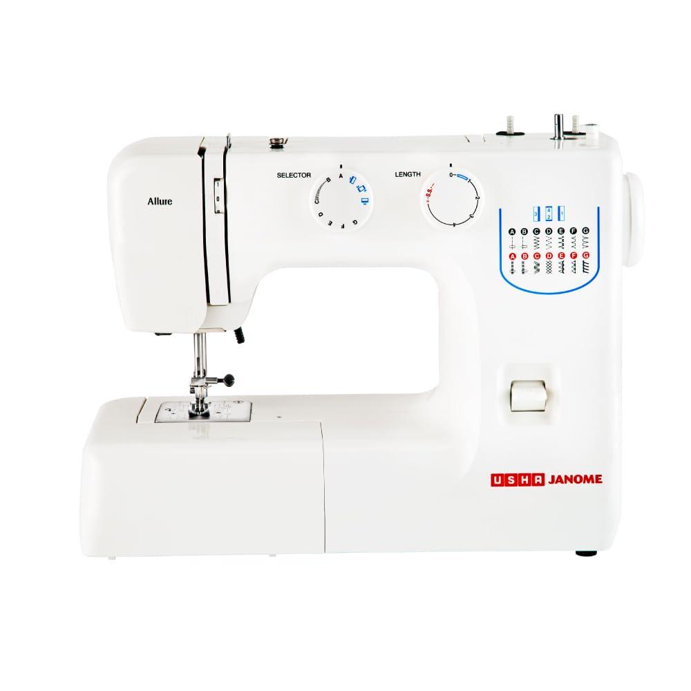 Usha Janome Allure Automatic Zig-Zag Electric Sewing Machine, 13 Built-In-Stitches, 21 Stitch Function,(SM ALLURE)