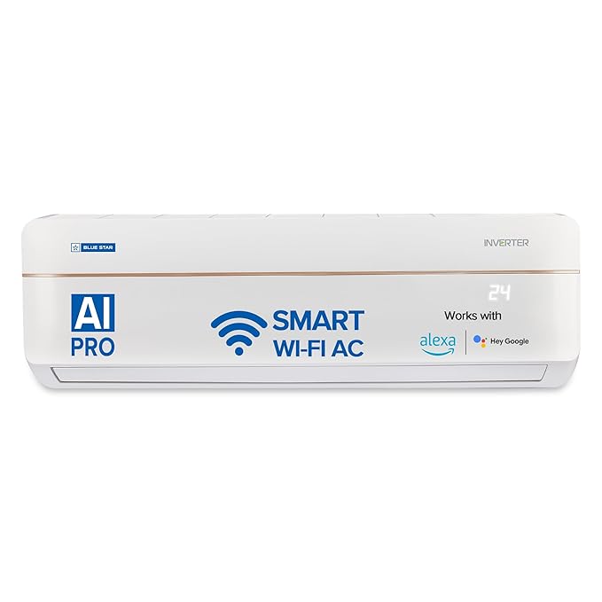 Blue Star 1.5 Ton 3 Star Wi-Fi Inverter Smart Split AC (Copper, 5 in 1 Convertible Cooling, 4-Way Swing, Turbo Cool, Voice Command, IC318VNUS, White)