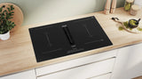 Bosch Series 6 Induction Hob with Integrated Ventilation 80 cm Frameless Black, 4 Cooking Zones, CombiZone & PowerBoost - PVQ811F15E