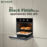 Faber 80 L Built-in Electric Oven with 5 Cooking Functions, Pull Knob Control & Black Glass Finish - FBIO 80L 5F BK
