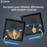 Faber Iris 75 cm Filterless Kitchen Chimney with 1500 m³/hr Suction, Auto-Clean, BLDC Motor & Touch/Gesture Control – HOOD IRIS HC SC FL BK IN 75
