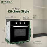 Faber 80 L Built-in Electric Oven with 5 Cooking Functions, Pull Knob Control & Black Glass Finish - FBIO 80L 5F BK