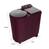 Whirlpool ACE Turbo Dry Xtraa 8.5kg 5 Star Semi Automatic Top Load Washing Machine with Turbo Dry Technology, 1400 RPM & Super Soak, Wine Dazzle – ACE 8.5 TRB DRY XTRAA WINE DZL (30351)